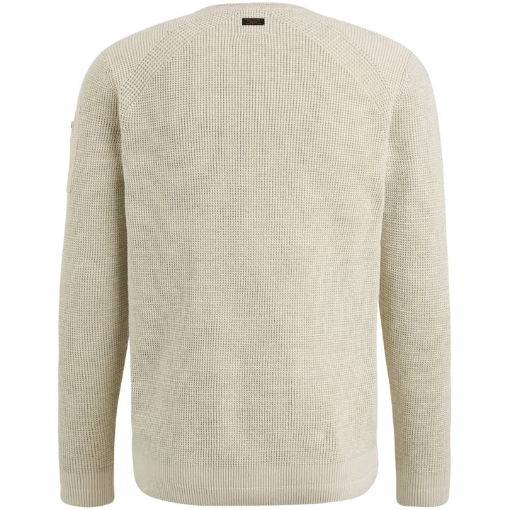 R-neck Cotton Rib Melee Knit - Lichtgrijs