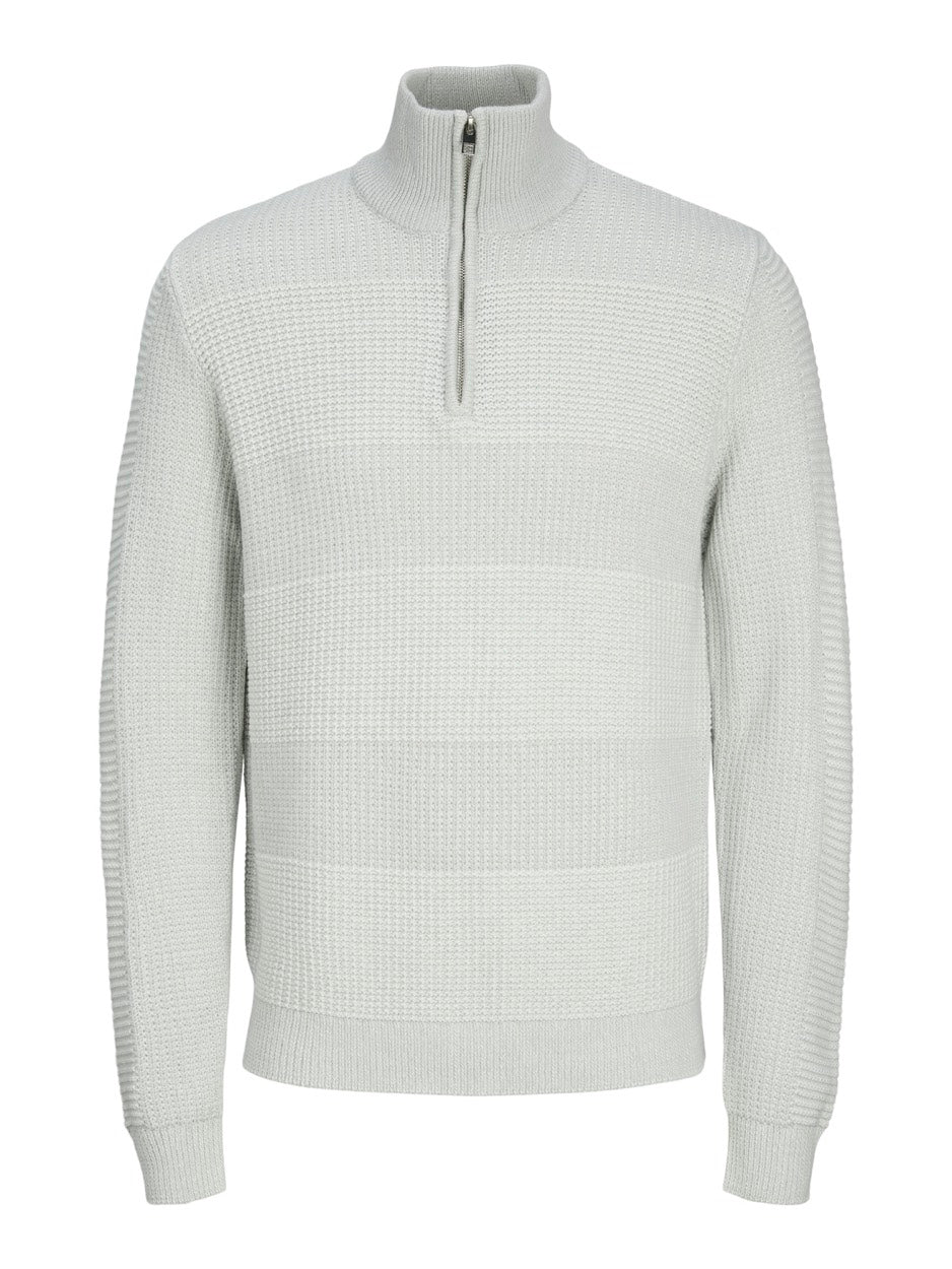 Jjhugo Knit Half Zip - Lichtgrijs