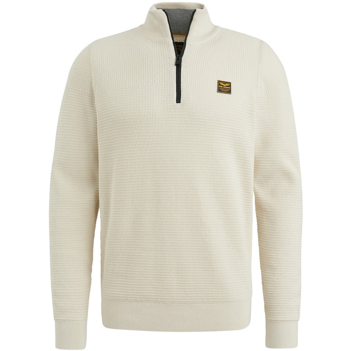 Half Zip Collar Cotton Mouline - Lichtgrijs