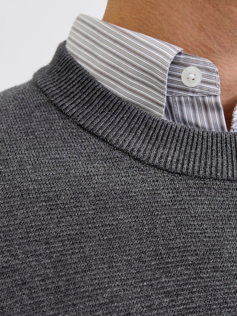 Jprblamilano Stitch Knit Crew Neck Sn - Antraciet