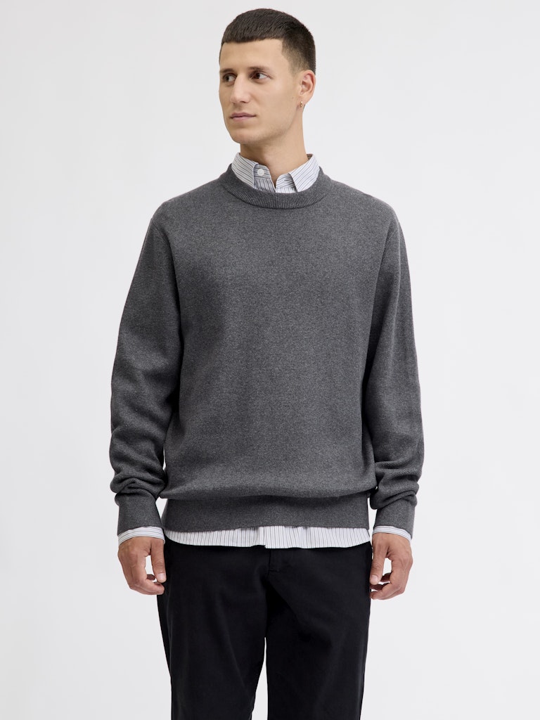 Jprblamilano Stitch Knit Crew Neck Sn - Antraciet