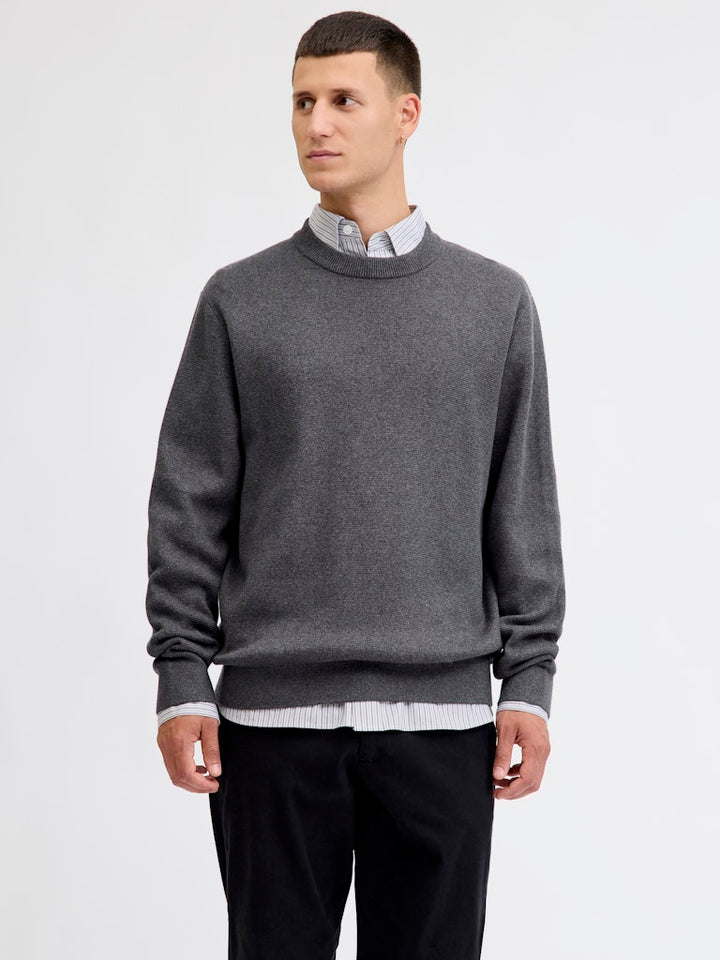 Jprblamilano Stitch Knit Crew Neck Sn - Antraciet