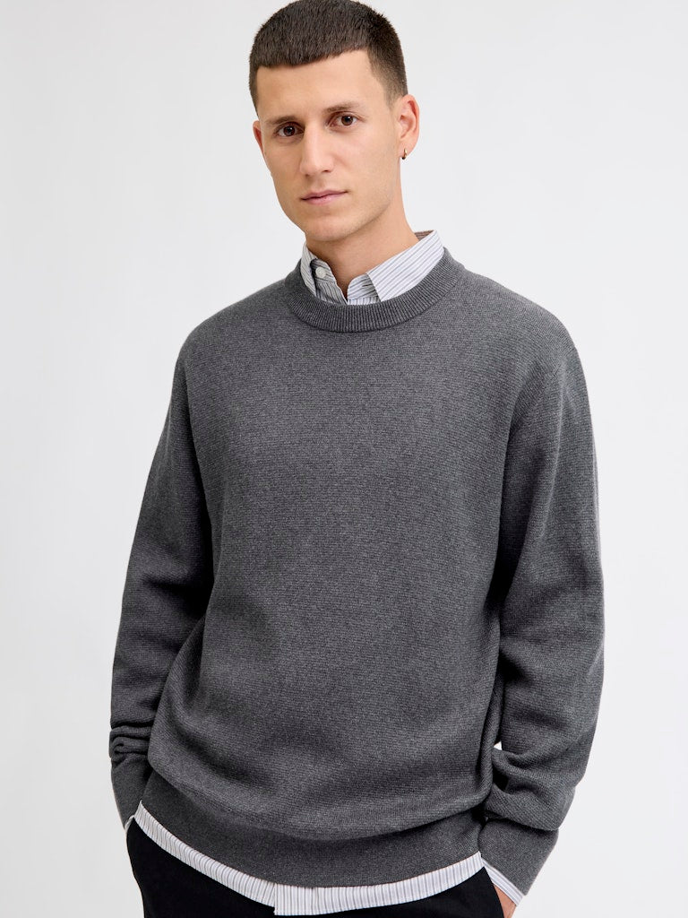 Jprblamilano Stitch Knit Crew Neck Sn - Antraciet