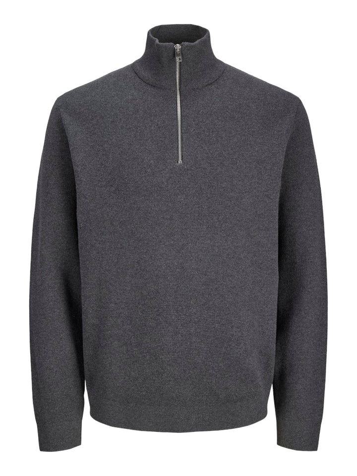 Jprblamilano Stitch Knit Half Zip Sn - Antraciet
