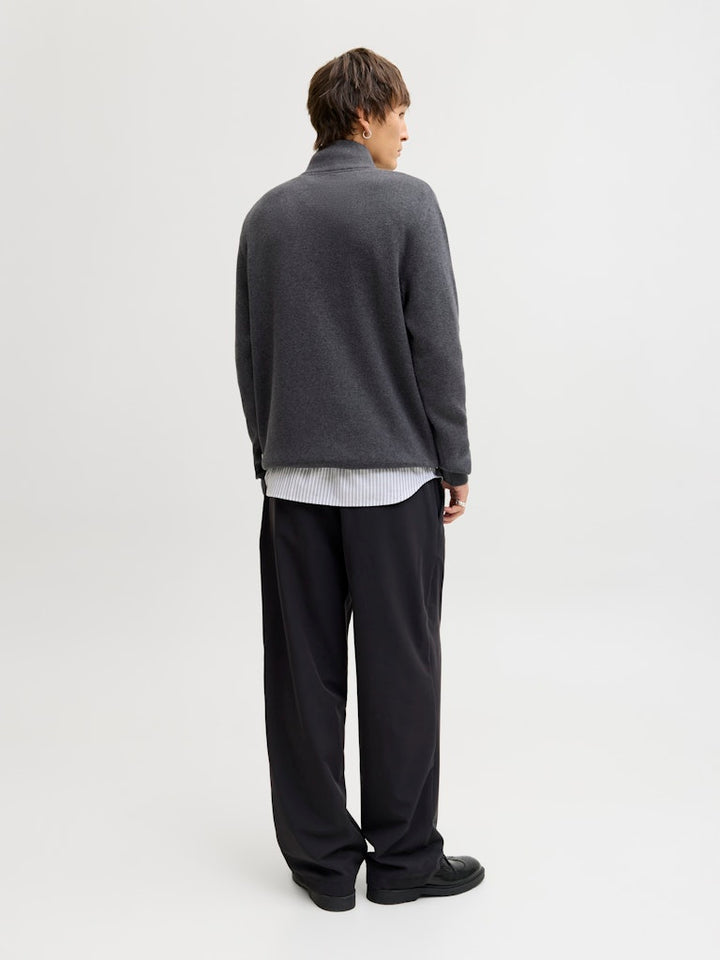 Jprblamilano Stitch Knit Half Zip Sn - Antraciet