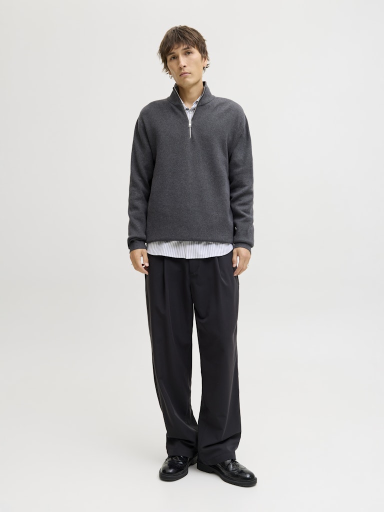 Jprblamilano Stitch Knit Half Zip Sn - Antraciet
