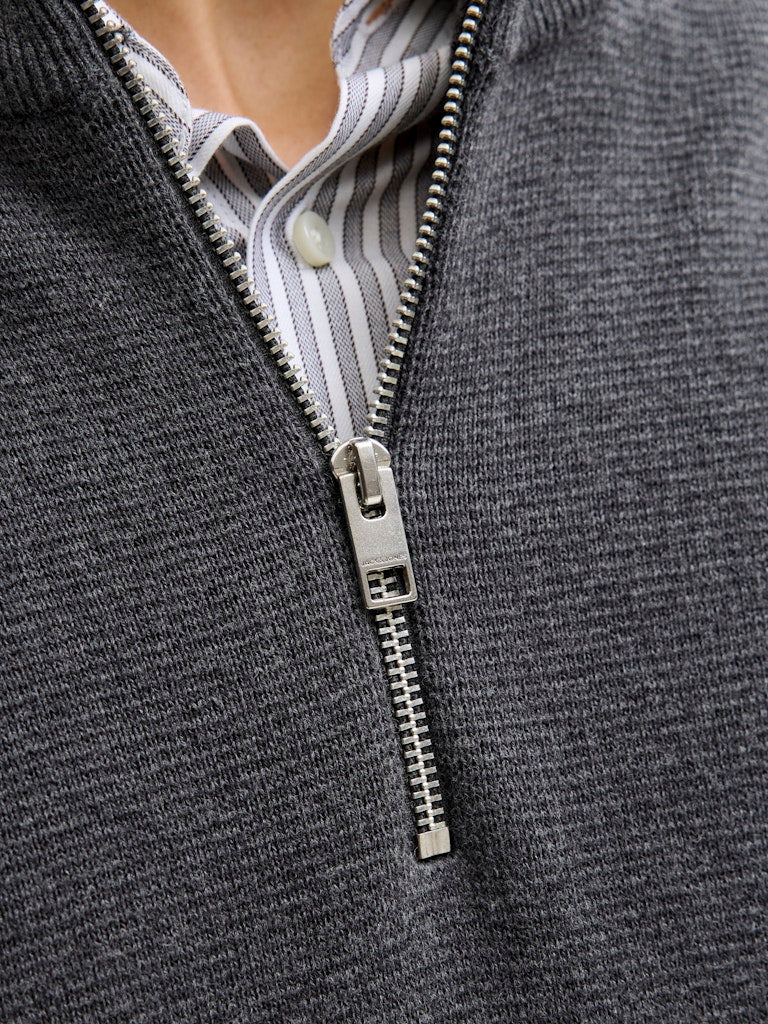 Jprblamilano Stitch Knit Half Zip Sn - Antraciet