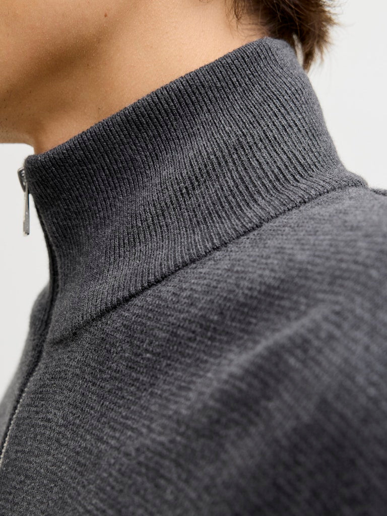 Jprblamilano Stitch Knit Half Zip Sn - Antraciet