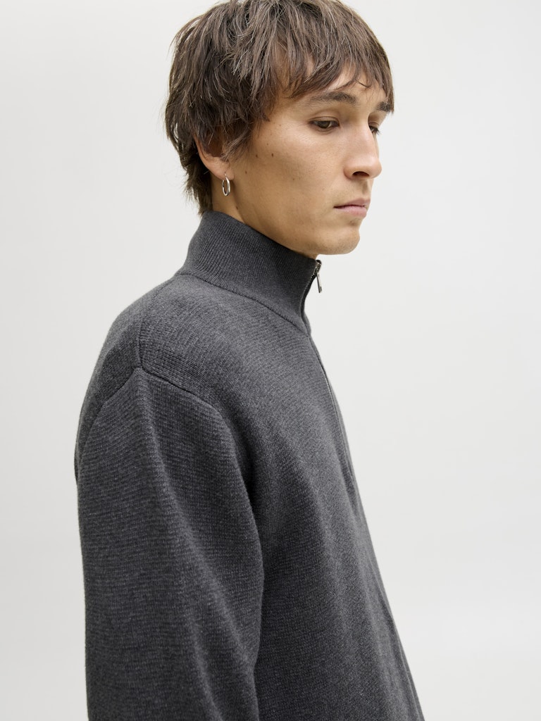 Jprblamilano Stitch Knit Half Zip Sn - Antraciet
