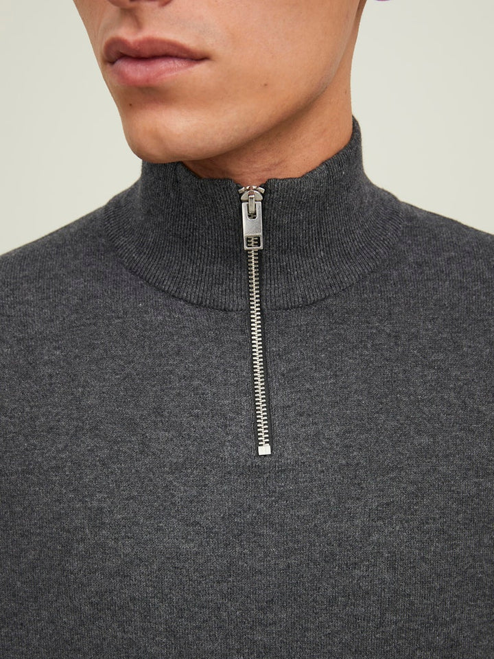 Jjeemil Knit Half Zip Noos - Antraciet