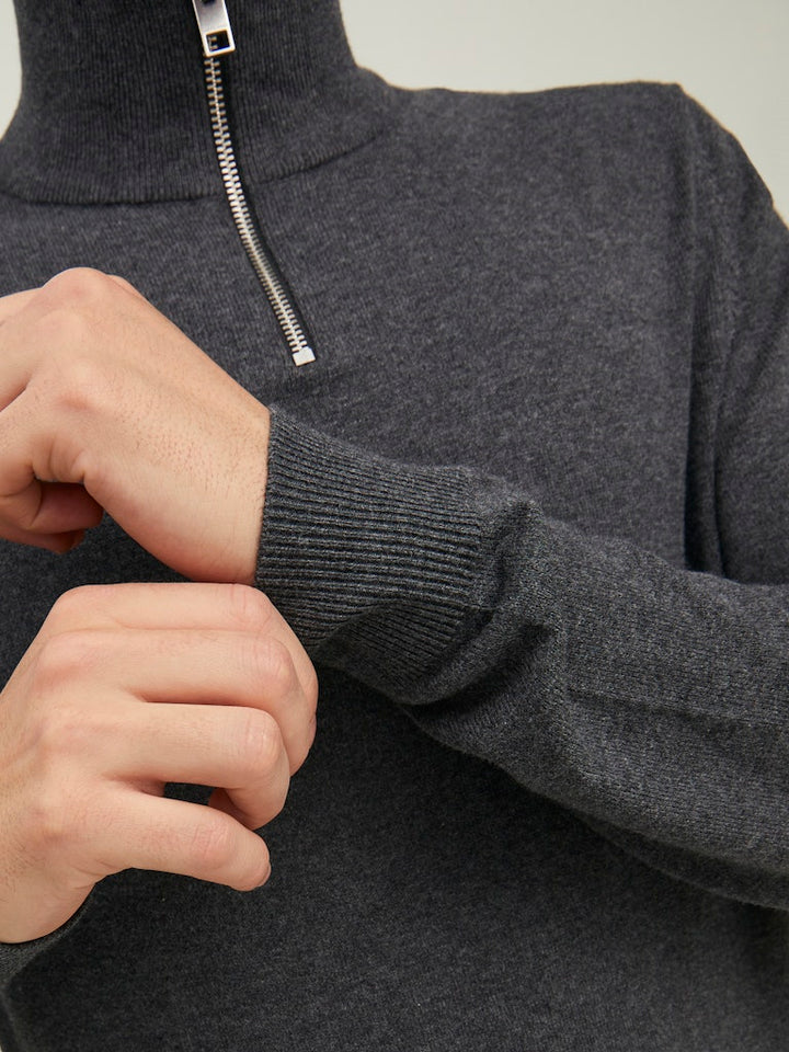 Jjeemil Knit Half Zip Noos - Antraciet