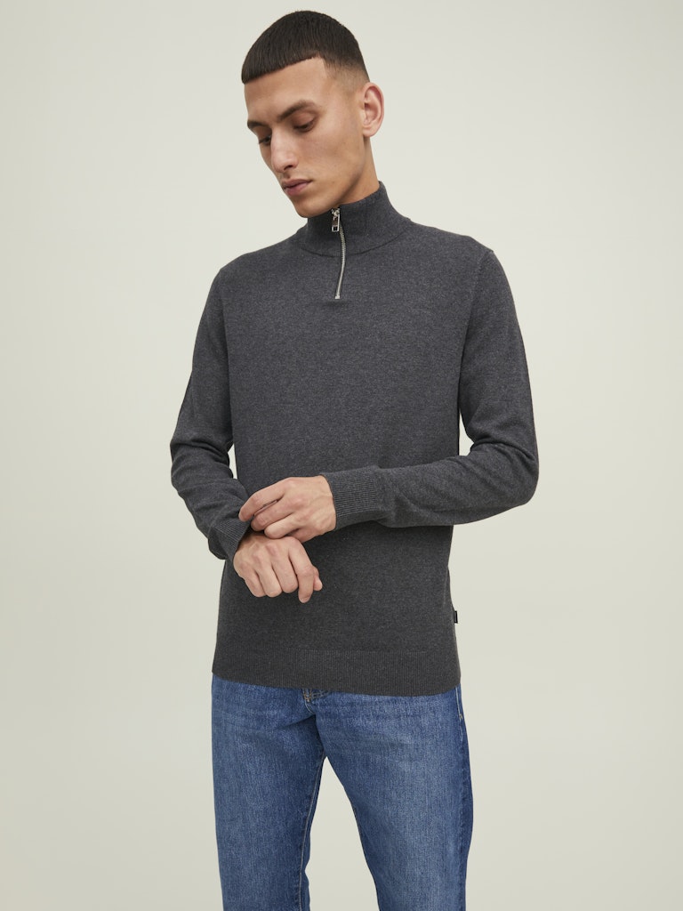 Jjeemil Knit Half Zip Noos - Antraciet