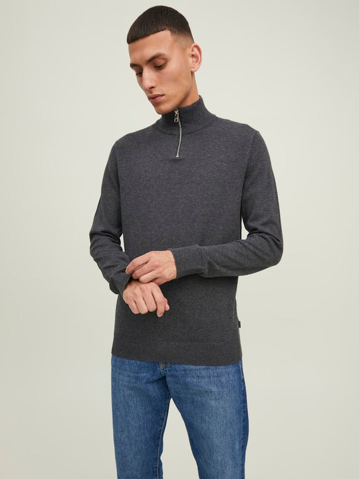 Jjeemil Knit Half Zip Noos - Antraciet
