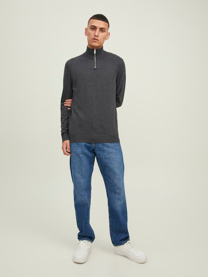 Jjeemil Knit Half Zip Noos - Antraciet