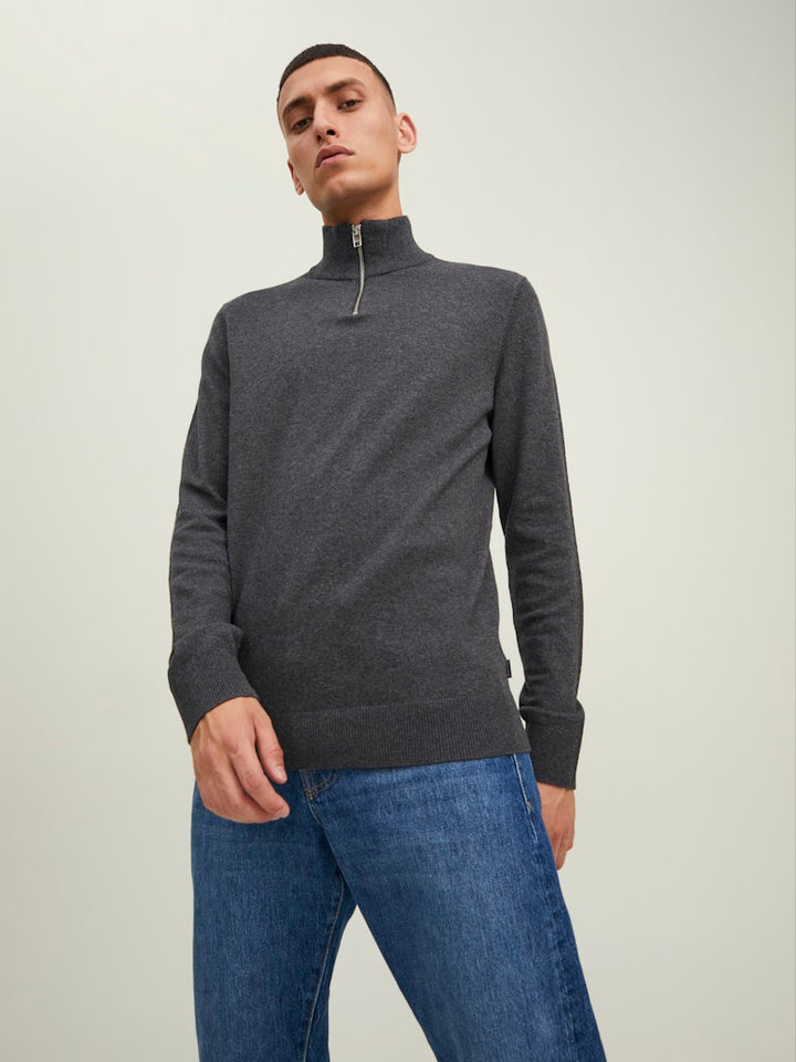 Jjeemil Knit Half Zip Noos - Antraciet