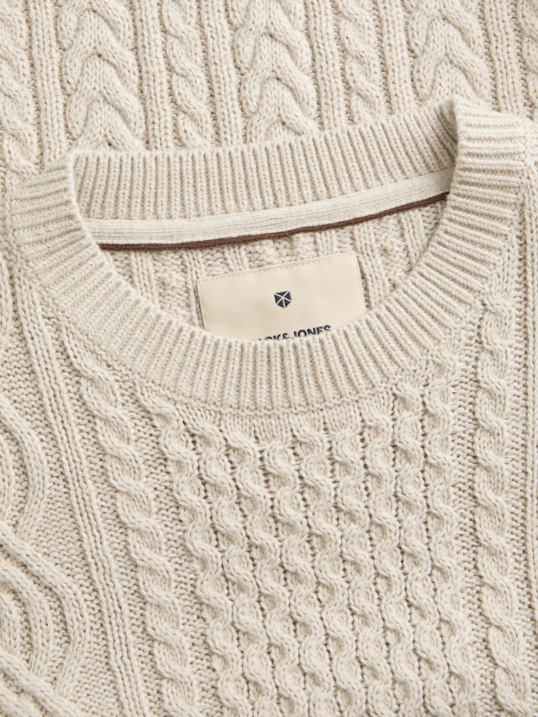 Jprblusean Knit Cable Crew Neck Sn - Grijs Melee
