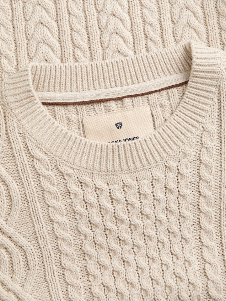 Jprblusean Knit Cable Crew Neck Sn - Grijs Melee