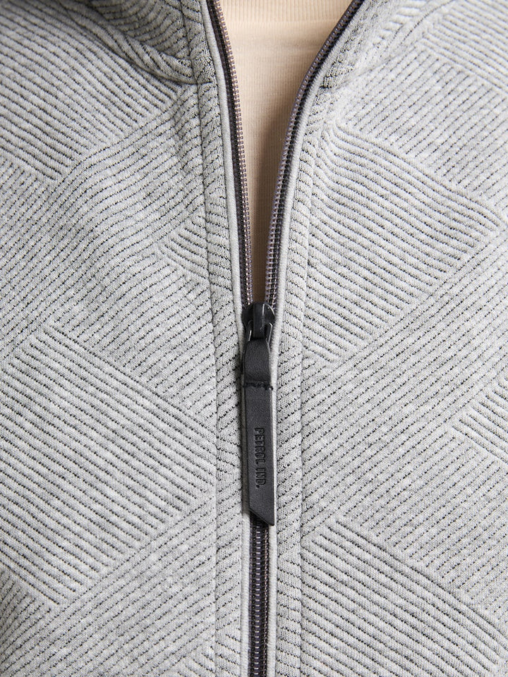 Men Sweater Collar Zip - Grijs Melee