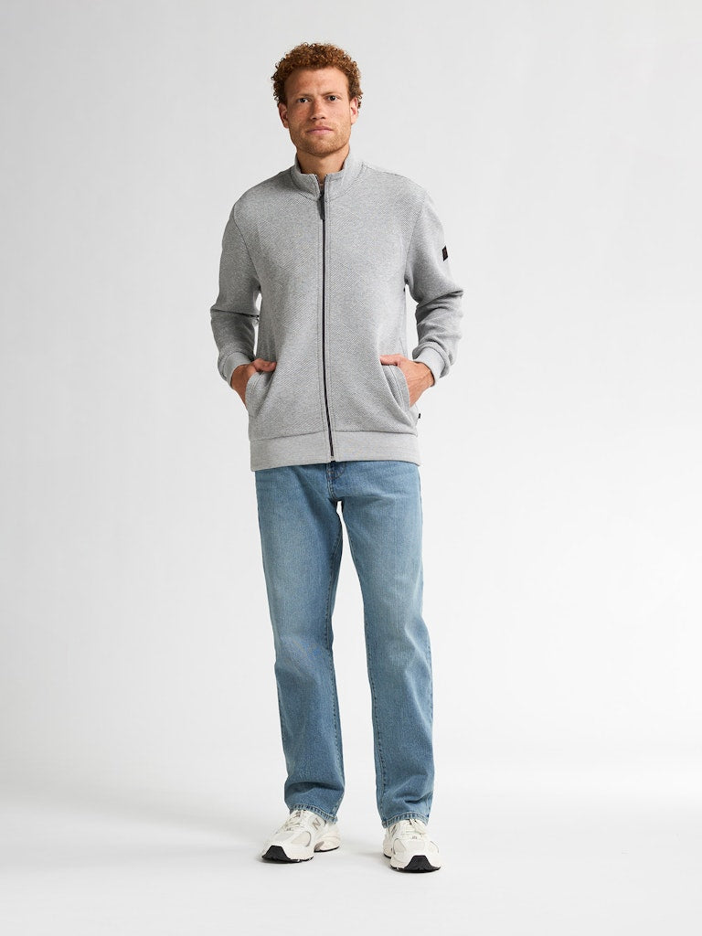 Men Sweater Collar Zip - Grijs Melee