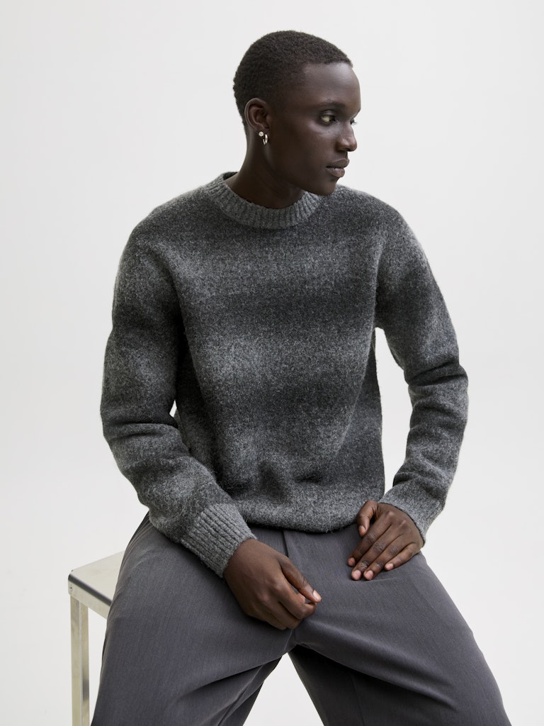 Jprblutyler Knit Striped Crew Neck - Grijs Dessin