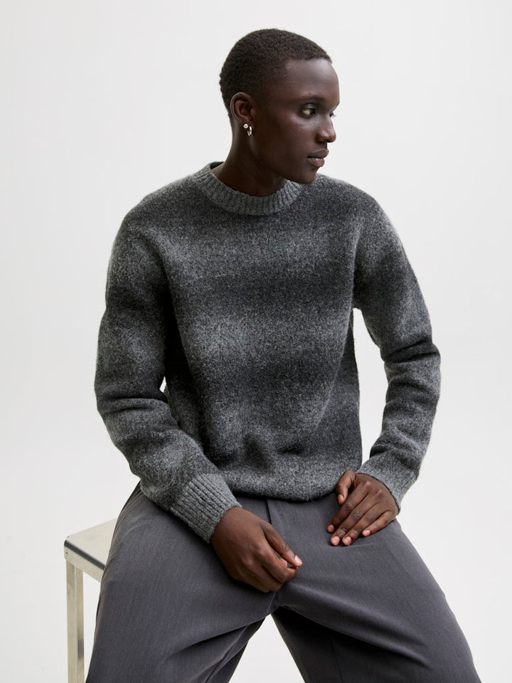 Jprblutyler Knit Striped Crew Neck - Grijs Dessin