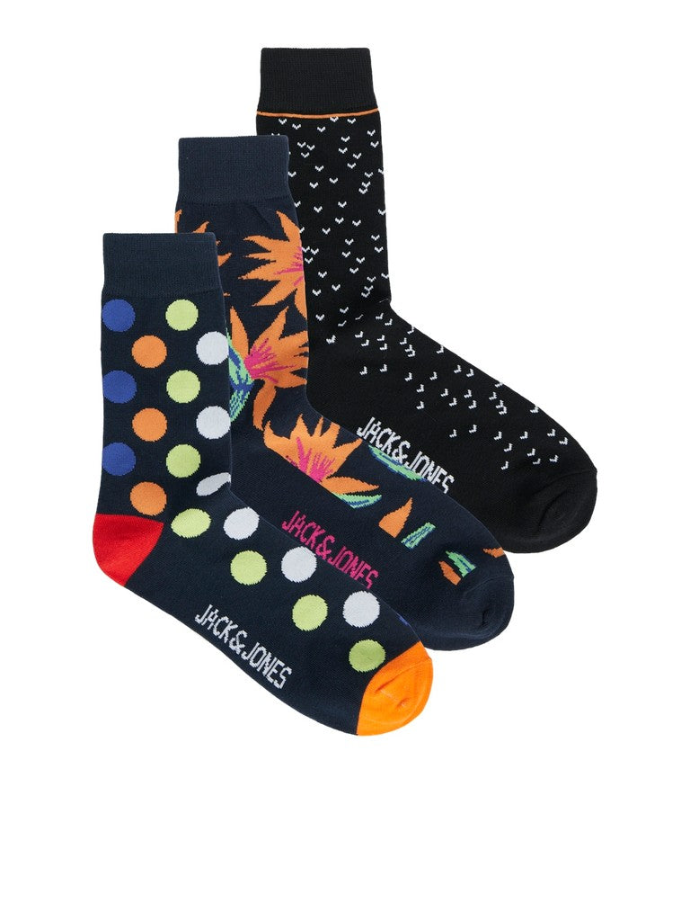 Jacbirdeye Socks 3 Pack - Zwart Dessin