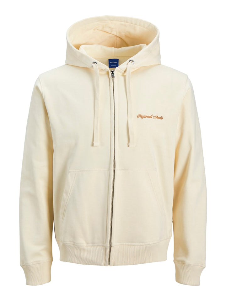 Jornorrebro Emb Sweat Zip Hood Noos - Ecru