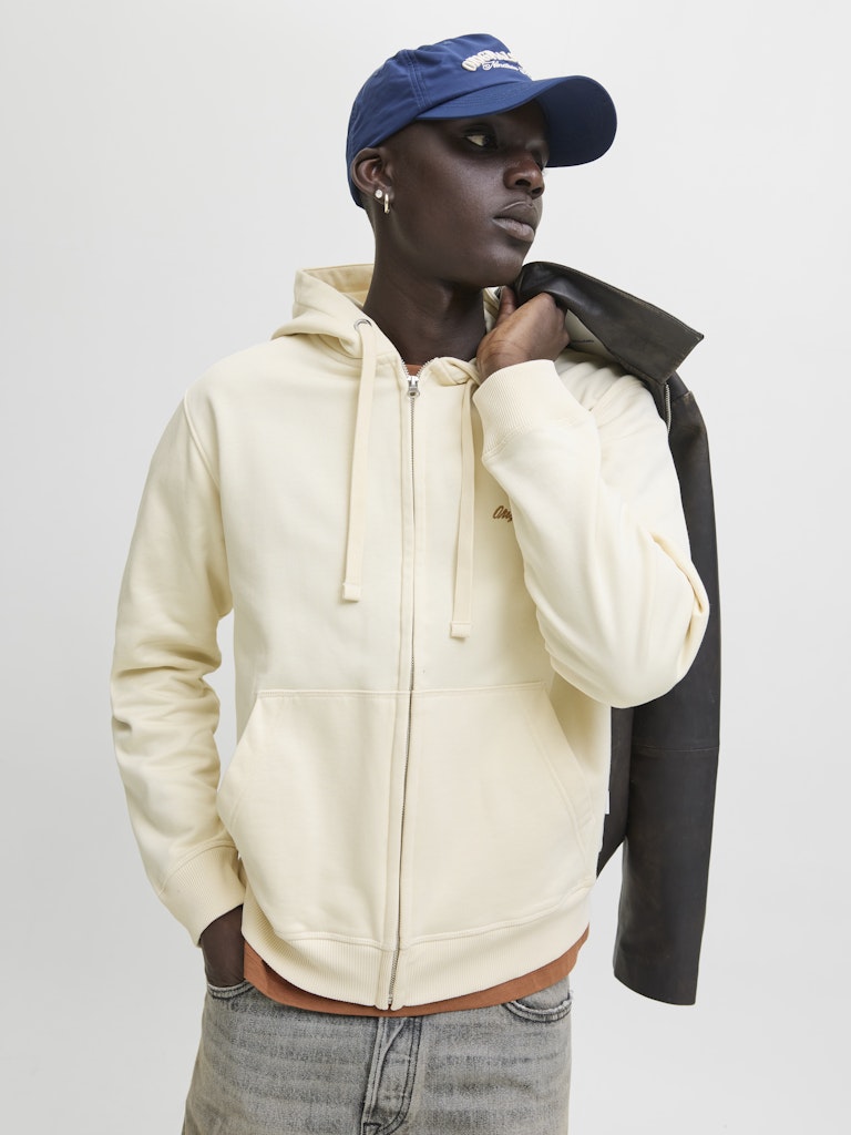 Jornorrebro Emb Sweat Zip Hood Noos - Ecru