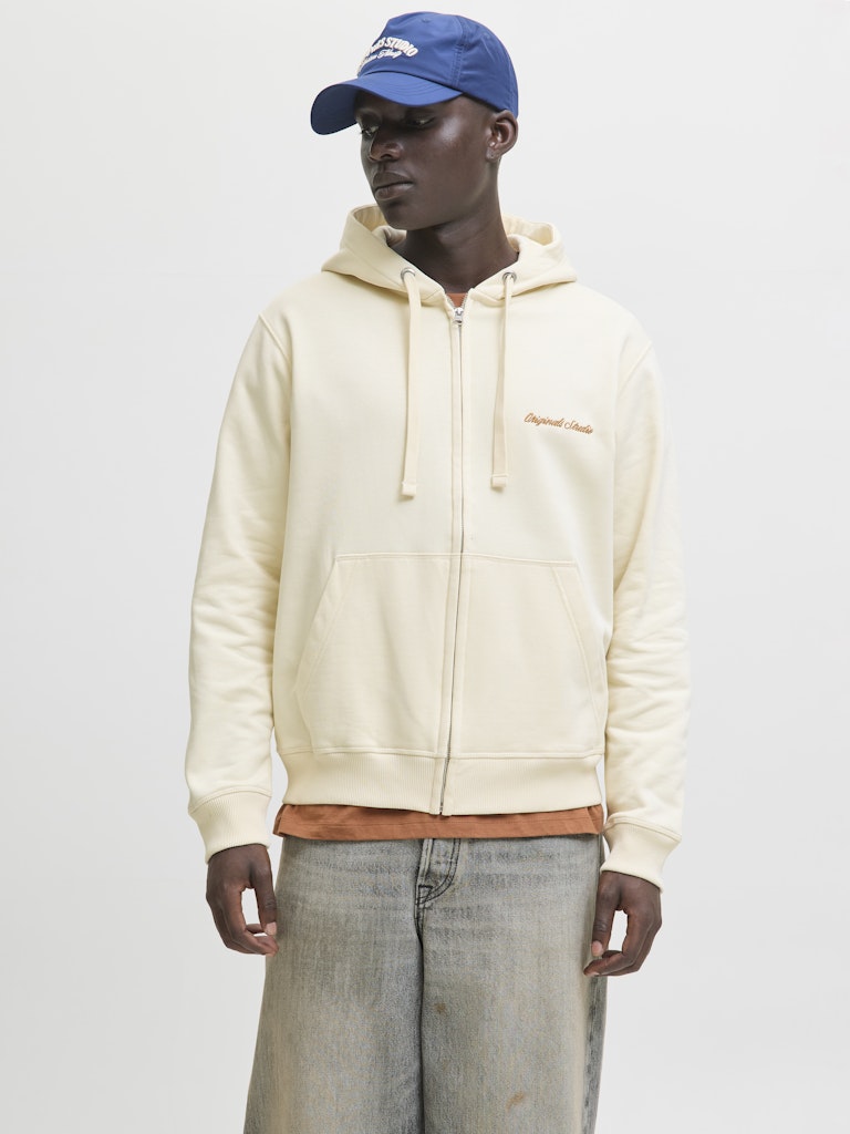 Jornorrebro Emb Sweat Zip Hood Noos - Ecru