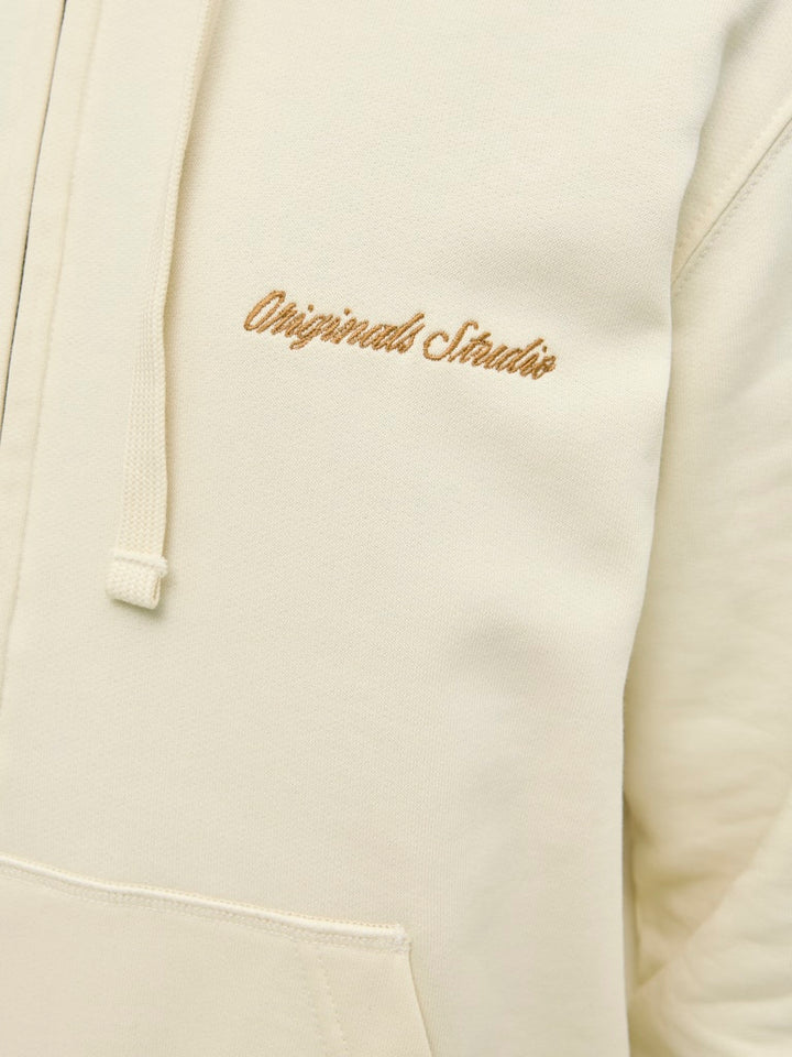 Jornorrebro Emb Sweat Zip Hood Noos - Ecru