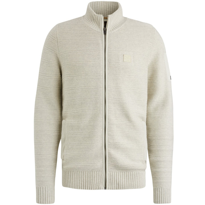 Zip Jacket Cotton Structure Knit - Beige