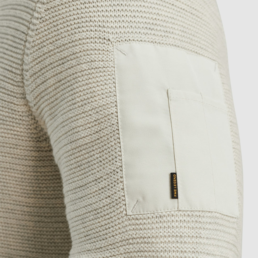 Zip Jacket Cotton Structure Knit - Beige