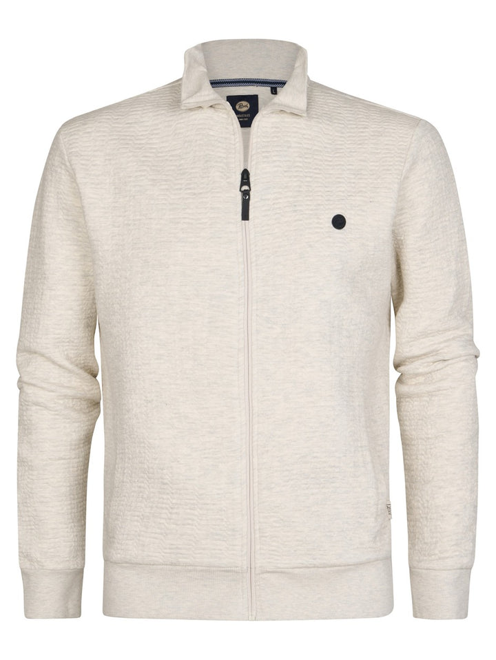 Men Sweater Collar Zip - Beige