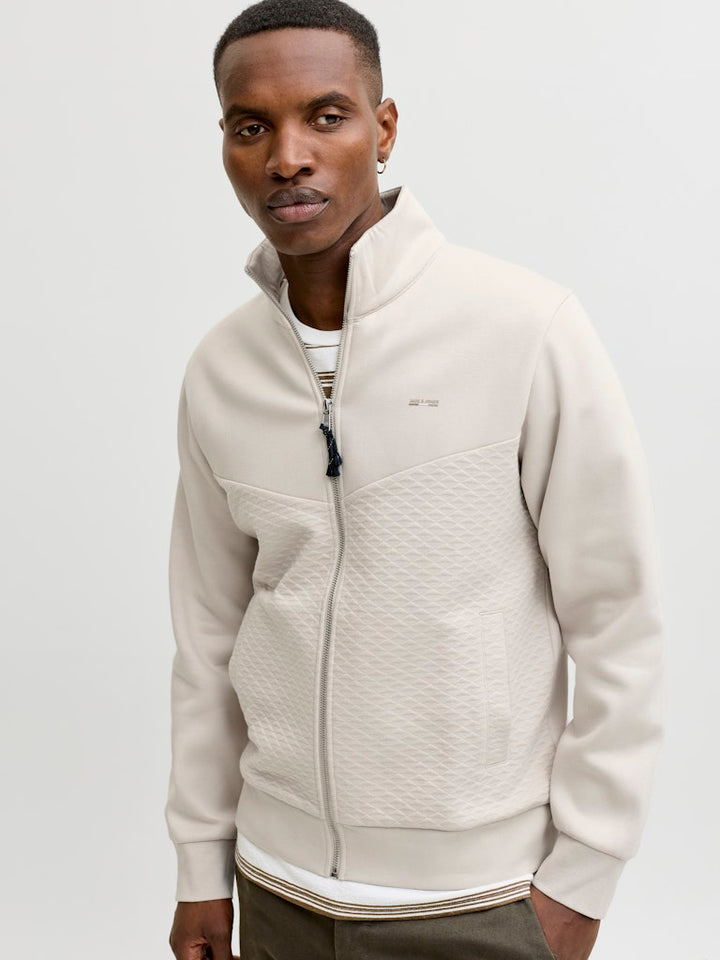 Jprblufrankie Sweat Zip High Neck Smu - Beige