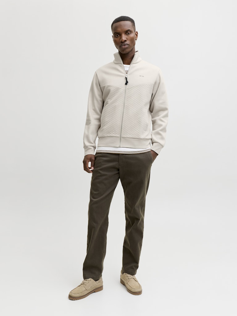 Jprblufrankie Sweat Zip High Neck Smu - Beige