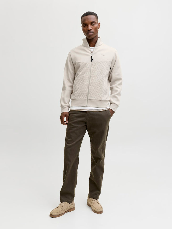 Jprblufrankie Sweat Zip High Neck Smu - Beige