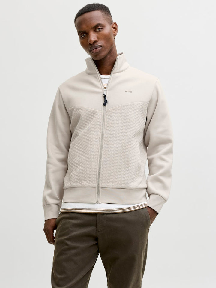Jprblufrankie Sweat Zip High Neck Smu - Beige