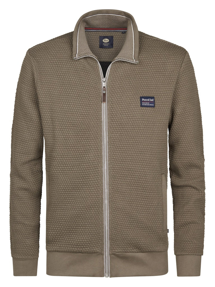 Men Sweater Collar Zip - Olijf