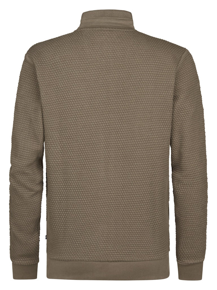 Men Sweater Collar Zip - Olijf