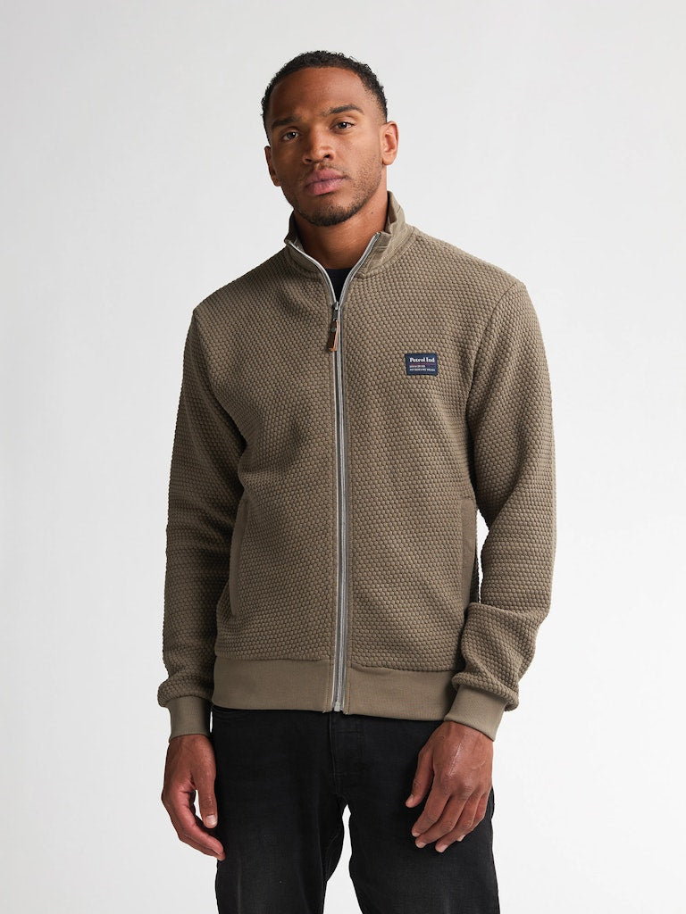 Men Sweater Collar Zip - Olijf