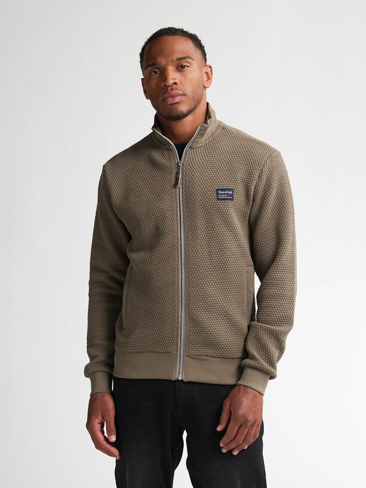Men Sweater Collar Zip - Olijf