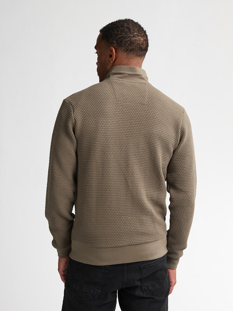 Men Sweater Collar Zip - Olijf
