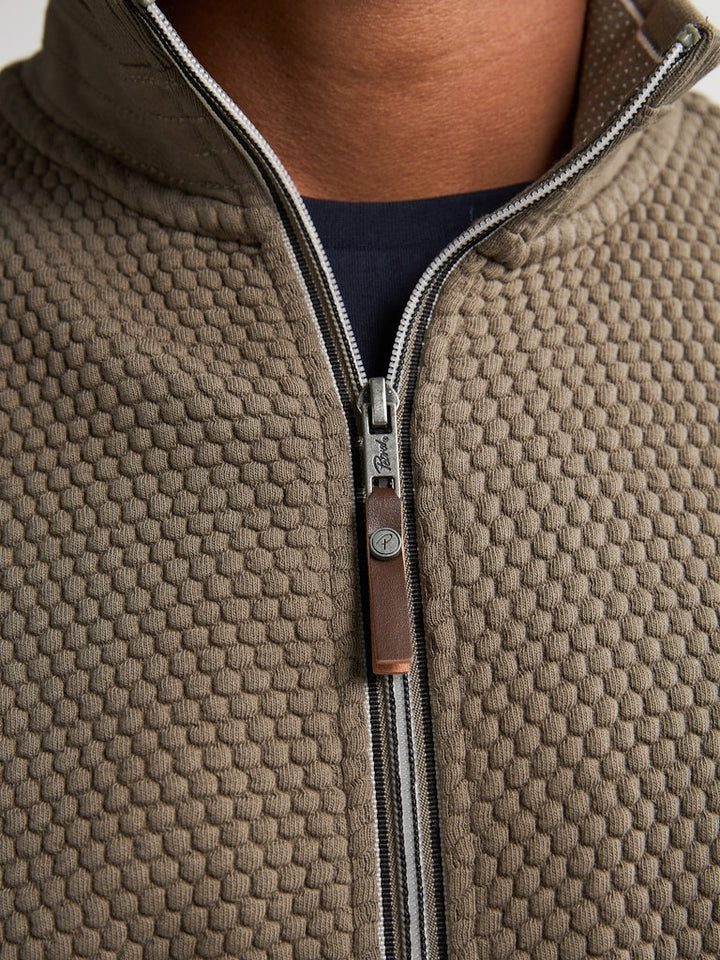 Men Sweater Collar Zip - Olijf