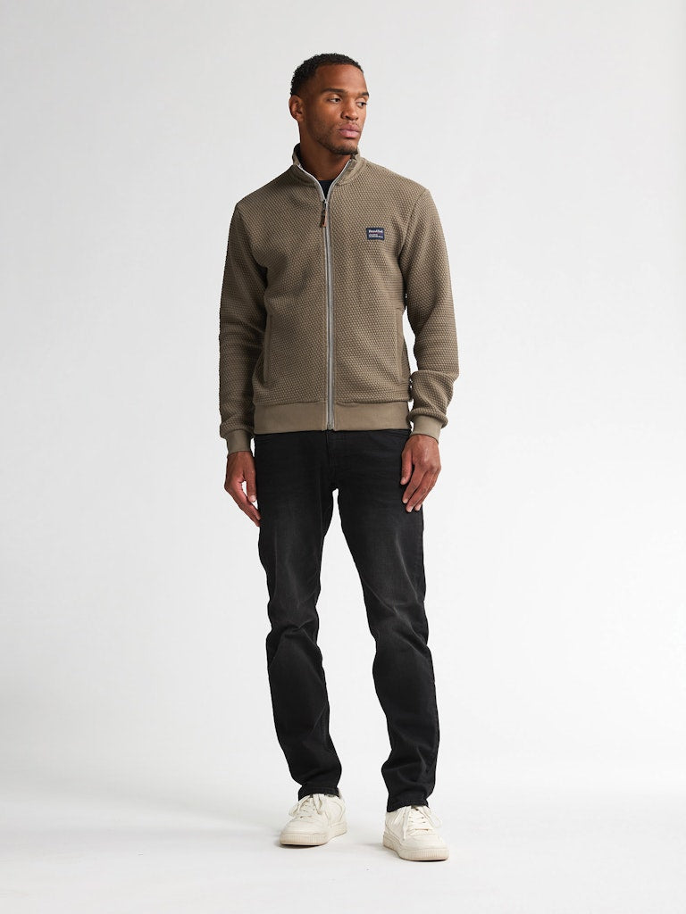 Men Sweater Collar Zip - Olijf