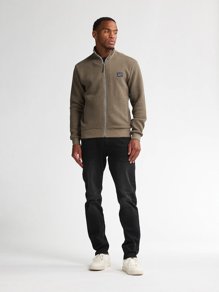 Men Sweater Collar Zip - Olijf