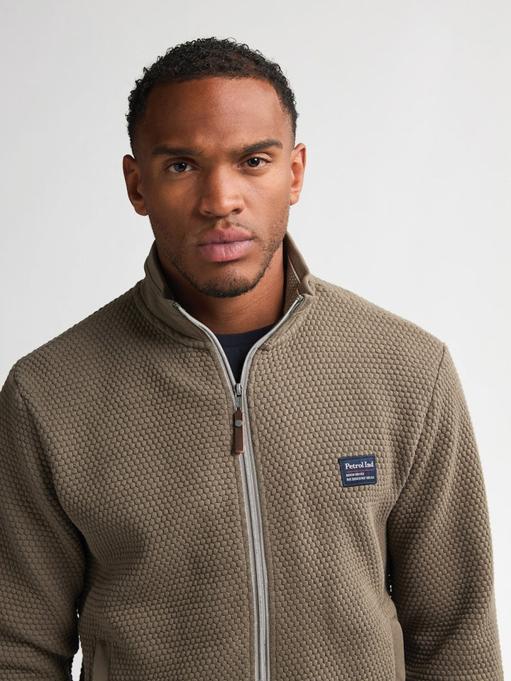 Men Sweater Collar Zip - Olijf