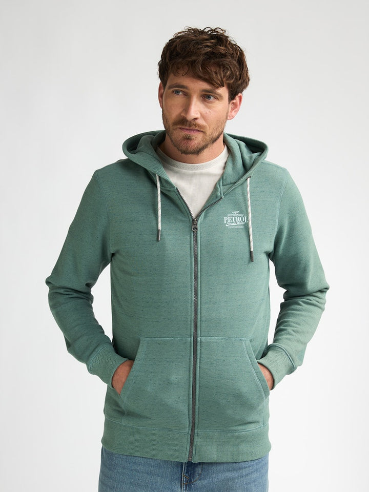 Men Sweater Hooded Zip - Oud Groen