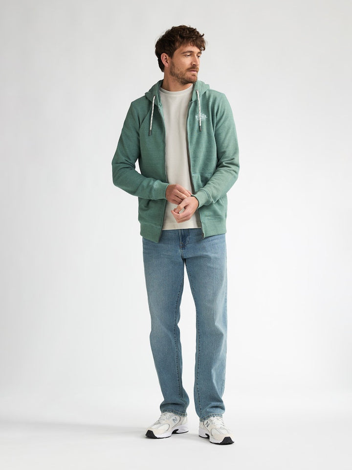 Men Sweater Hooded Zip - Oud Groen