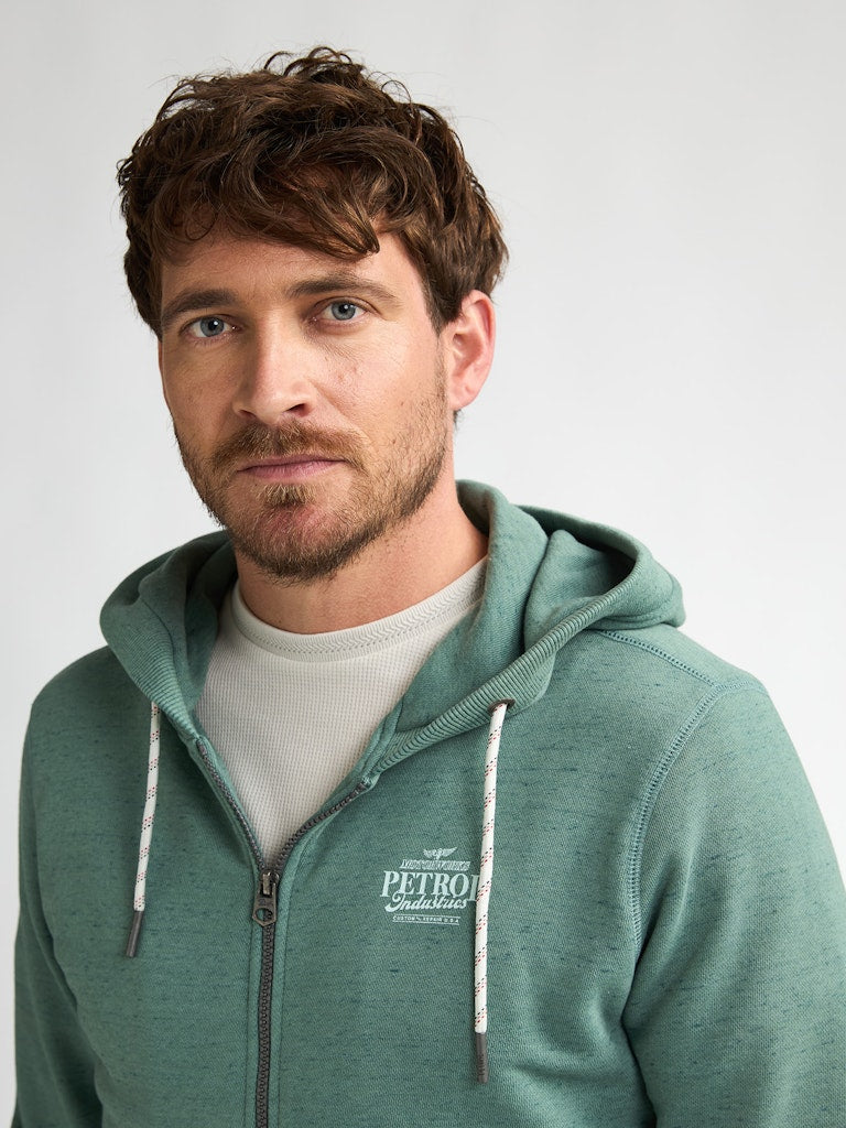 Men Sweater Hooded Zip - Oud Groen