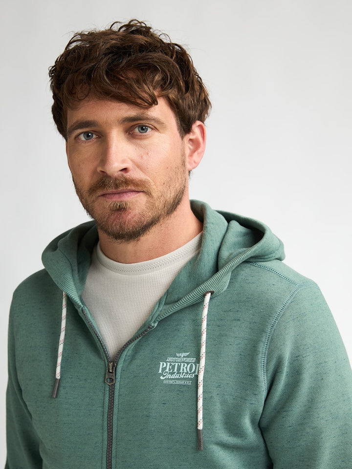 Men Sweater Hooded Zip - Oud Groen